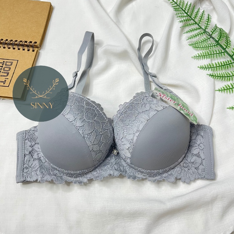 Áo ngực nữ nâng 4cm mềm, áo lót nội y có gọng Thái Lan ren mút dày Sister Hood 2227,Sinny