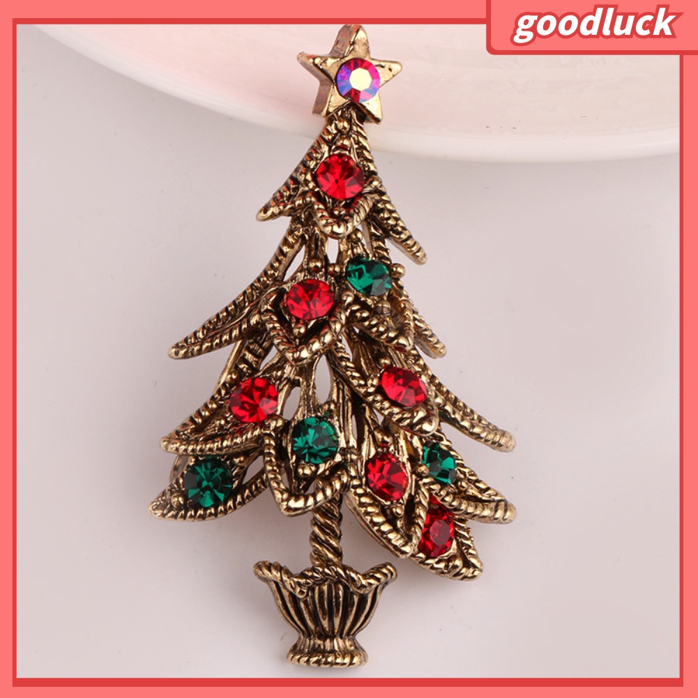 Trâm Cài Áo Hình Cây Thông Giáng Sinh Có Đính Đá Cho Nữ