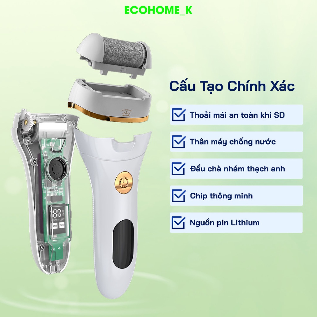 Máy chà gót chân cao cấp gồm 2 đầu mài, dụng cụ chà gót chân tẩy tế bào chết bảo hành 12 tháng