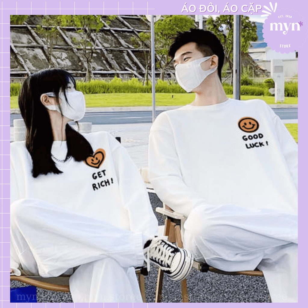 Áo Sweater Nỉ Cặp Đôi, Bạn Thân Hình Mặt Cười, Áo Sweater Nỉ Dày Dặn Nam Nữ Form Rộng Đủ Size