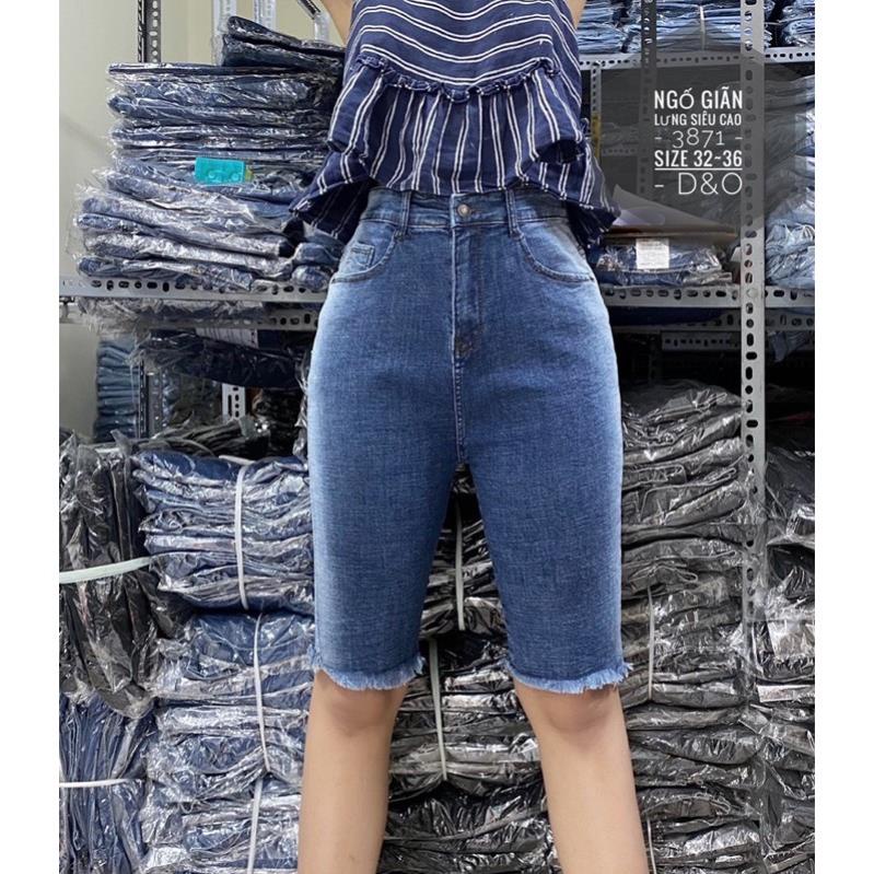 Quần Lửng Bigsize / Quần Jeans Ngố Lưng Cao TRÊN RỐN Co Giãn - Phối Màu Sọc Sườn Đẹp