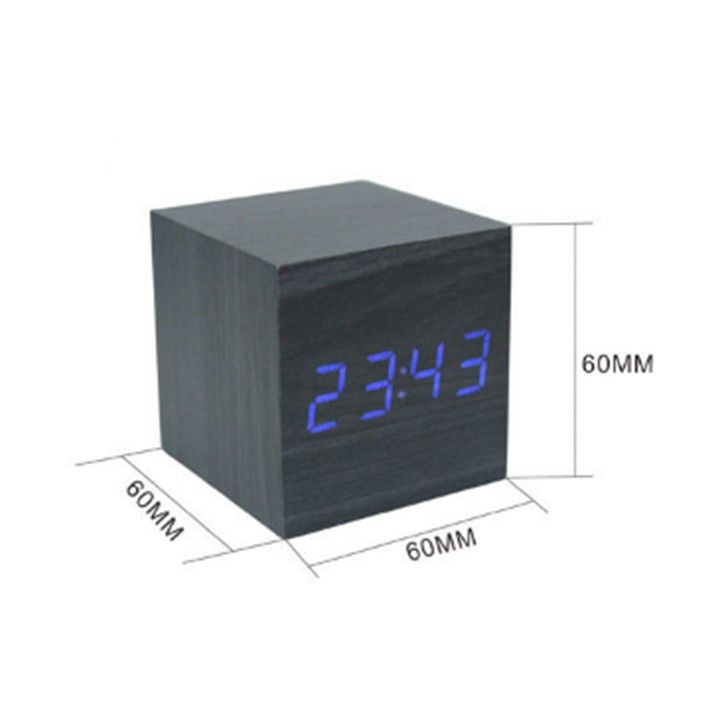 ( Giá tốt )Đồng hồ led để bàn khối gỗ vuông (cube)