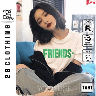 Áo Thun Tay Lỡ 2s Clothing Áo Phông Giấu Quần Unisex Nam Nữ Cotton Oversize Form Rộng Giá Rẻ In Hình Chữ Friend TV91
