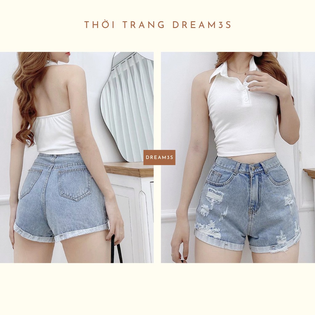 Quần Short Jeans Nữ Kiểu Trơn Cá Tính Thiết Kế Gấp Nếp | Ảnh Thật | Quần Đùi jean Nữ OZ474