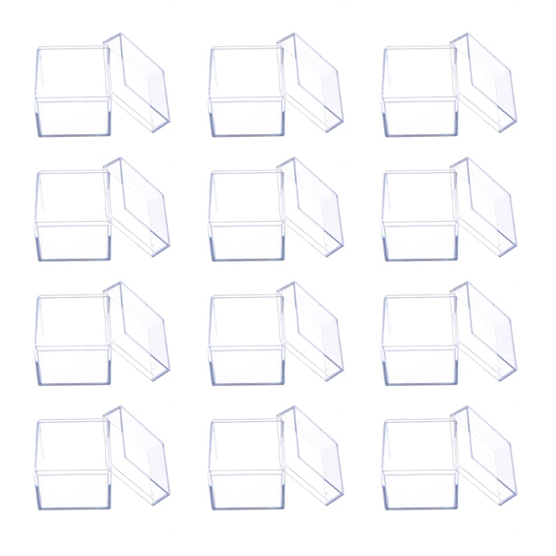 Bộ 12 Hộp Đựng Kẹo Bằng Acrylic Hình Vuông Màu Trong Suốt Dùng Cho Tiệc Cưới / Tiệc Em Bé