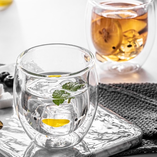 Cốc thủy tinh hai lớp 250M họa tiết hoạt hình dễ thương