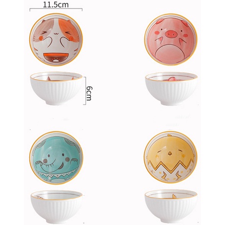Set chén dĩa bát đĩa 3 món hình con vật kute cho các bé ăn dặm