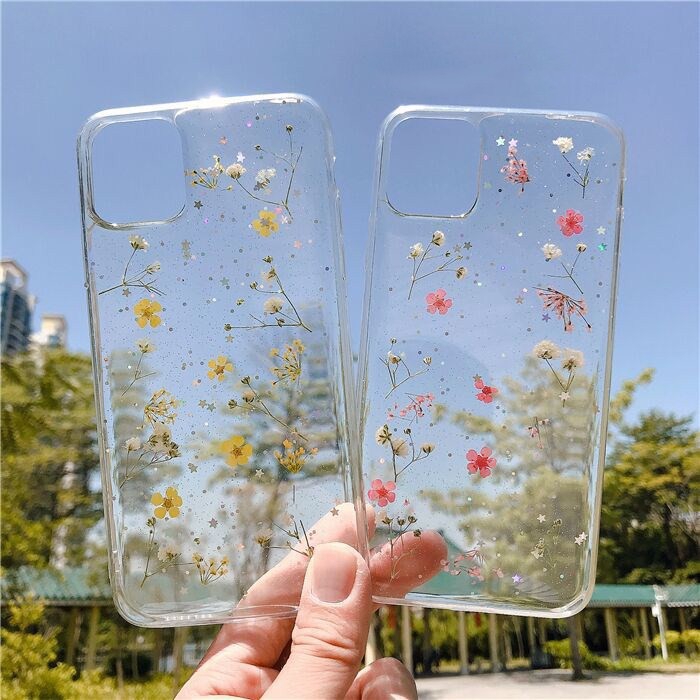 Ốp Điện Thoại Mềm Trong Suốt Phối Hoa Khô Cho Iphone 12 12mini 12pro 12promax 11 Pro X 6 6s 7 8 Plus 11 Pro Max Xr Xs Max