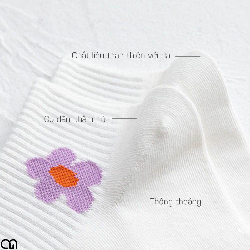 Tất Cổ Ngắn Nữ Thời Trang Hàn Quốc - Vớ Nữ Ngắn Họa Tiết Dễ Thương Màu Trắng Phong Cách Unisex
