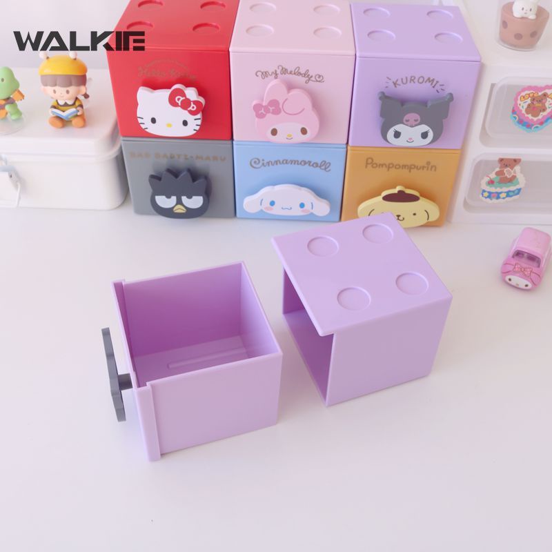 SANRIO Hộp Đựng Trang Sức Trong Suốt In Hình Hoạt Hình Dễ Thương Có Ngăn Kéo Tiện Dụng