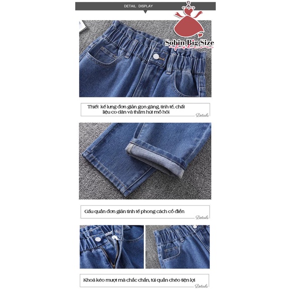 SOBIN BIG SIZE (50 - 90)KG, QUẦN JEAN BAGGY LƯNG THUN, QUẦN JEAN XANH FORM DÁNG XỊN SÒ CAO CẤP | BigBuy360 - bigbuy360.vn