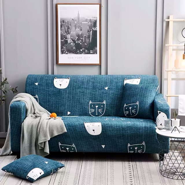 VẢI BỌC SOFA hoạ tiết mèo cute cho ghế sofa 1,2,3,4 chỗ