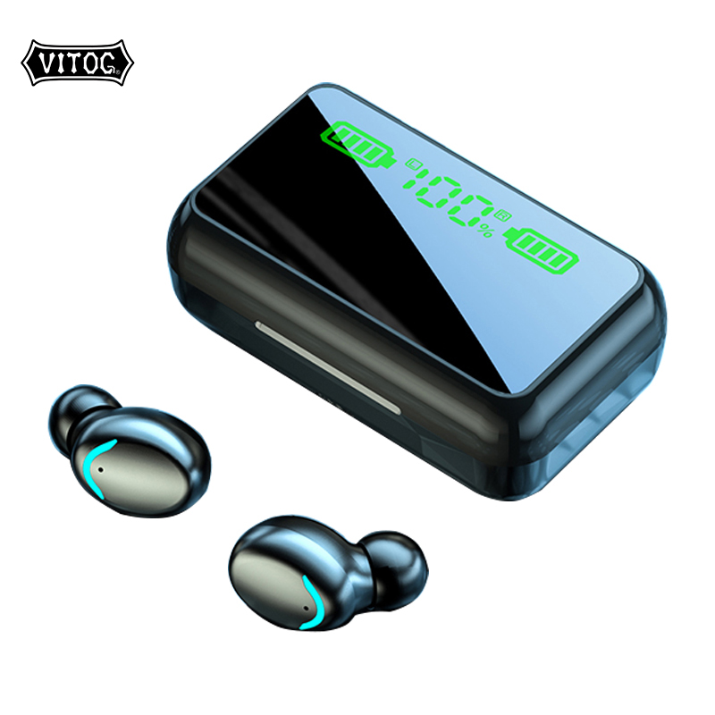 Vitog R11 TWS Wireless Bluetooth 5.1 Headphones Touch Control HIFI Stereo With HD LED Mirror Charging Box