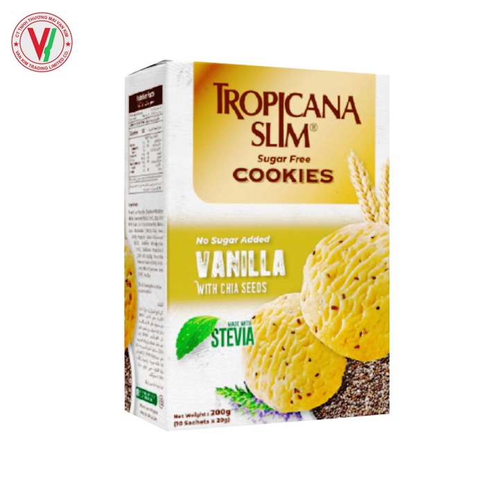 Combo 6 hộp bánh quy ĂN KIÊNG không đường Tropicana Slim Vani 200g - Thích hợp cho người ĂN KIÊNG, người bệnh TIỂU ĐƯỜNG