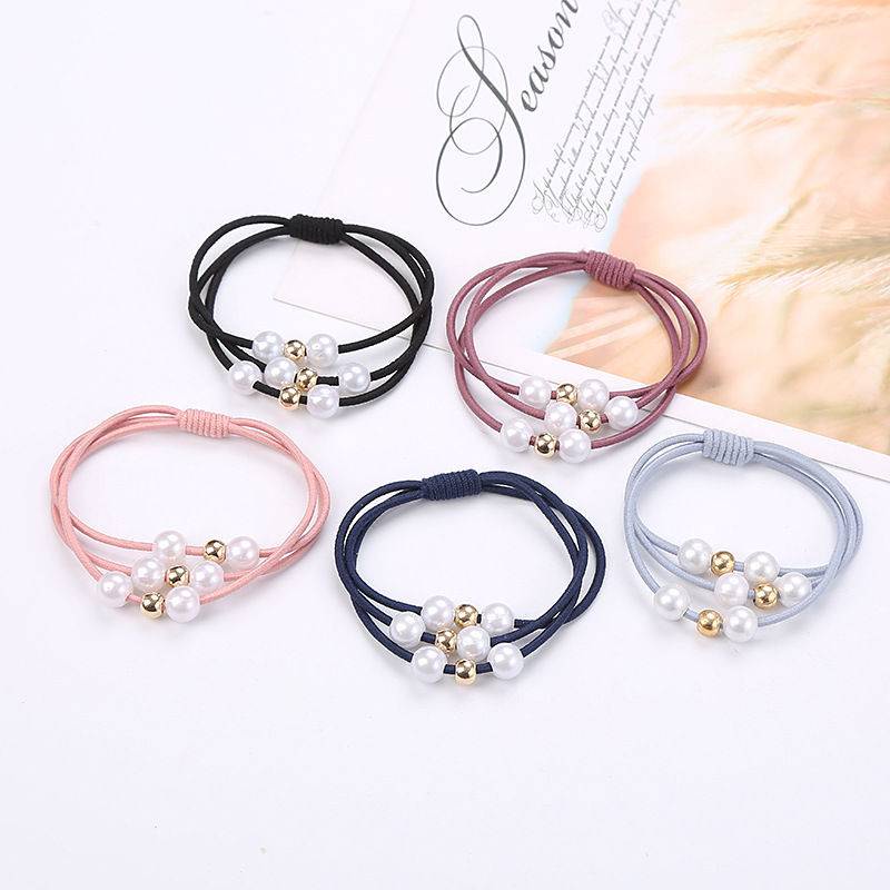 Dây Buộc Tóc 3 Lớp Đính Ngọc Trai Dễ Thương Cho Phái Đẹp