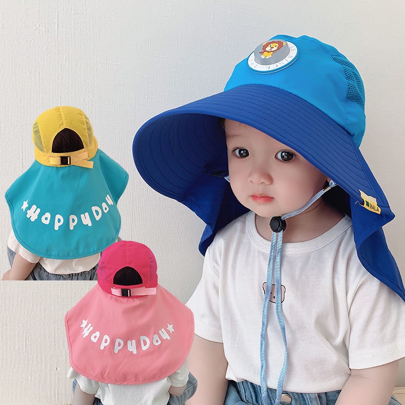 Mũ Vành Rộng Chống Tia Uv Chống Tia Cực Tím Thoáng Khí Bảo Vệ Cổ Cho Bé