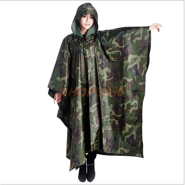 Áo Mưa Cánh Dơi Nhựa Dẻo Xanh Sọc Chống Thấm Chống Rách Cá Tính