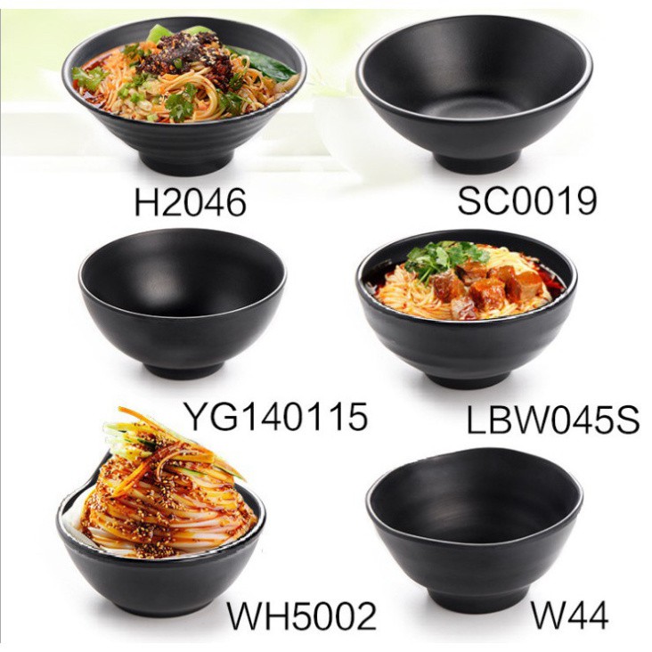 Chén bát cơm nhựa melamine màu đen cao cấp đủ size