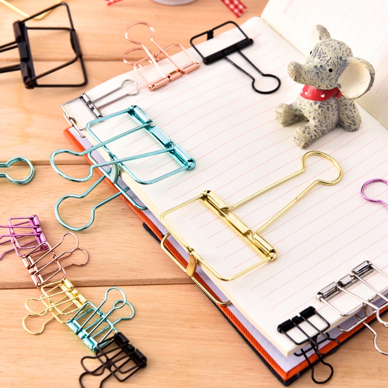 Set 2 kẹp giấy 40*22mm bằng kim loại nhiều màu sắc chất lượng cao