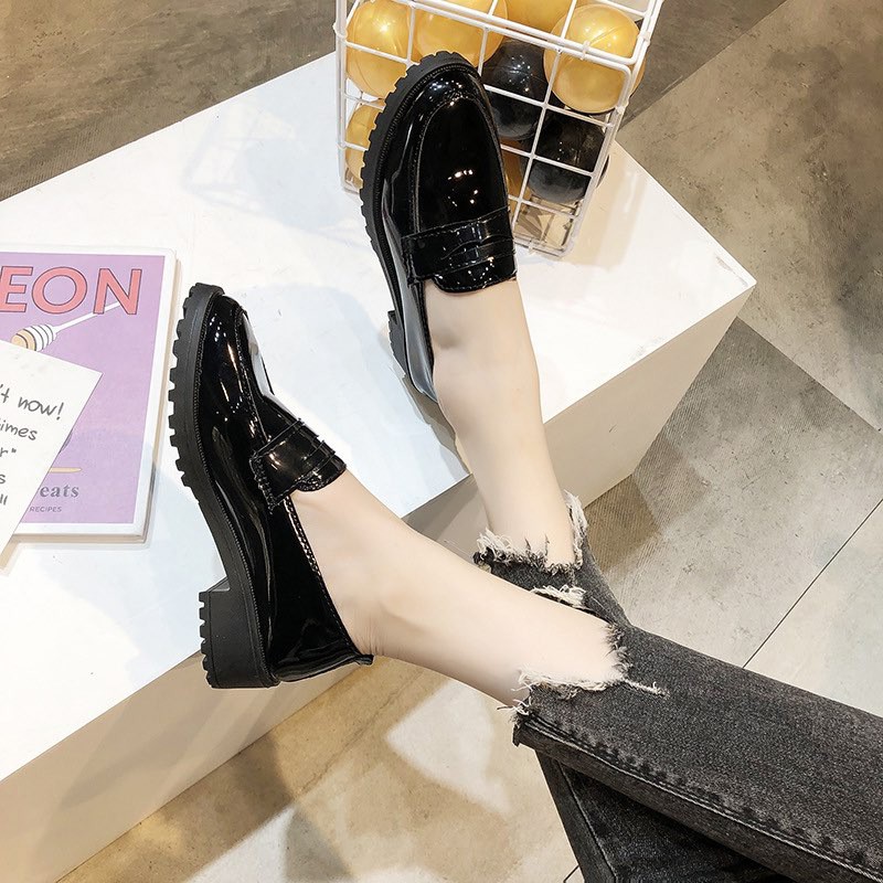 Giày Sục Lười Ullzang Da Trơn Vintage Xinh Xắn G39