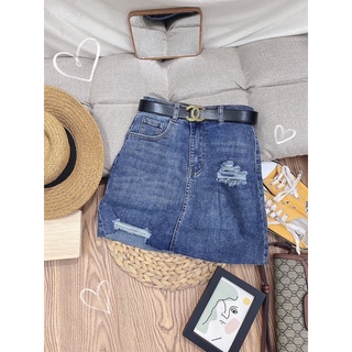 [Ảnh thật] Chân váy jean co giãn