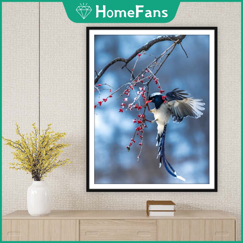 Tranh Đính Đá 5D Tự Làm Hình Chim 40x50cm Trang Trí Nhà Cửa