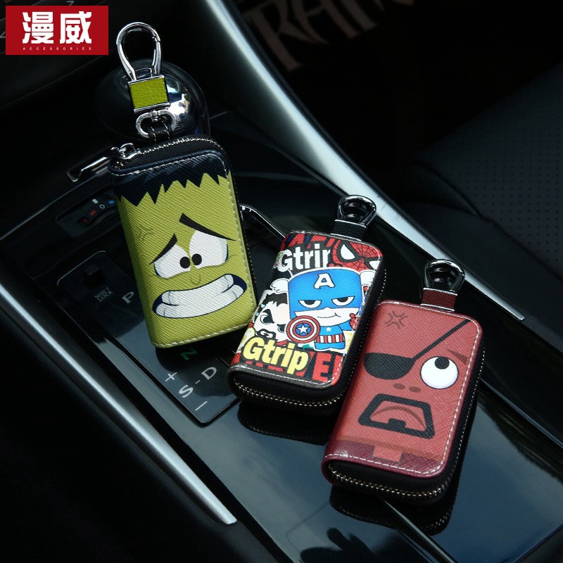 Vỏ Da PU Hình Siêu Anh Hùng Marvel Bảo Vệ Chìa Khóa Xe Hơi