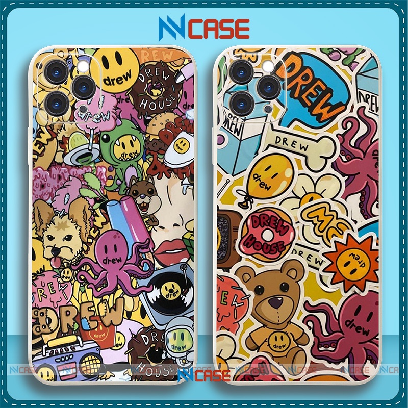 Ốp lưng iPhone Drew cạnh viền vuông silicon mềm dẻo cho iphone 6/6s/7/8/X/XS/XR/11/12/13 Pro Plus Max cute dễ thương đẹp