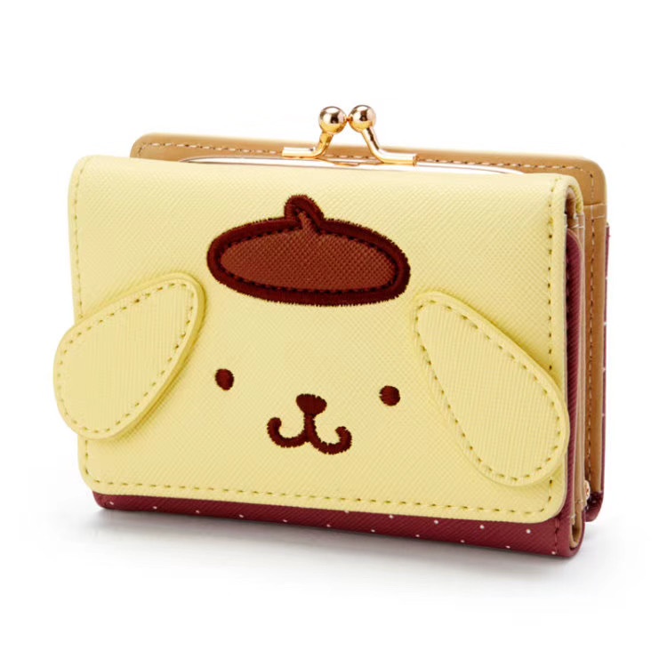 Ellen Sanrio Ví Gấp Gọn Họa Tiết Chó osmanthus Màu Vàng Kim Phối Pompom Purin mymelody Kulomi osmanthus Đáng Yêu