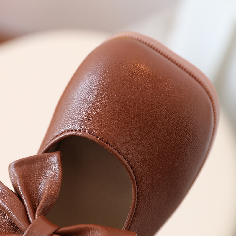 Giày Búp Bê Da Đế Mềm Đính Nơ Xinh Xắn Cho Bé Gái