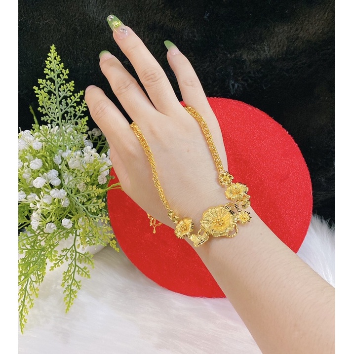 Dây chuyền hoa 3 bông mạ vàng 24 cao cấp mẫu mới về