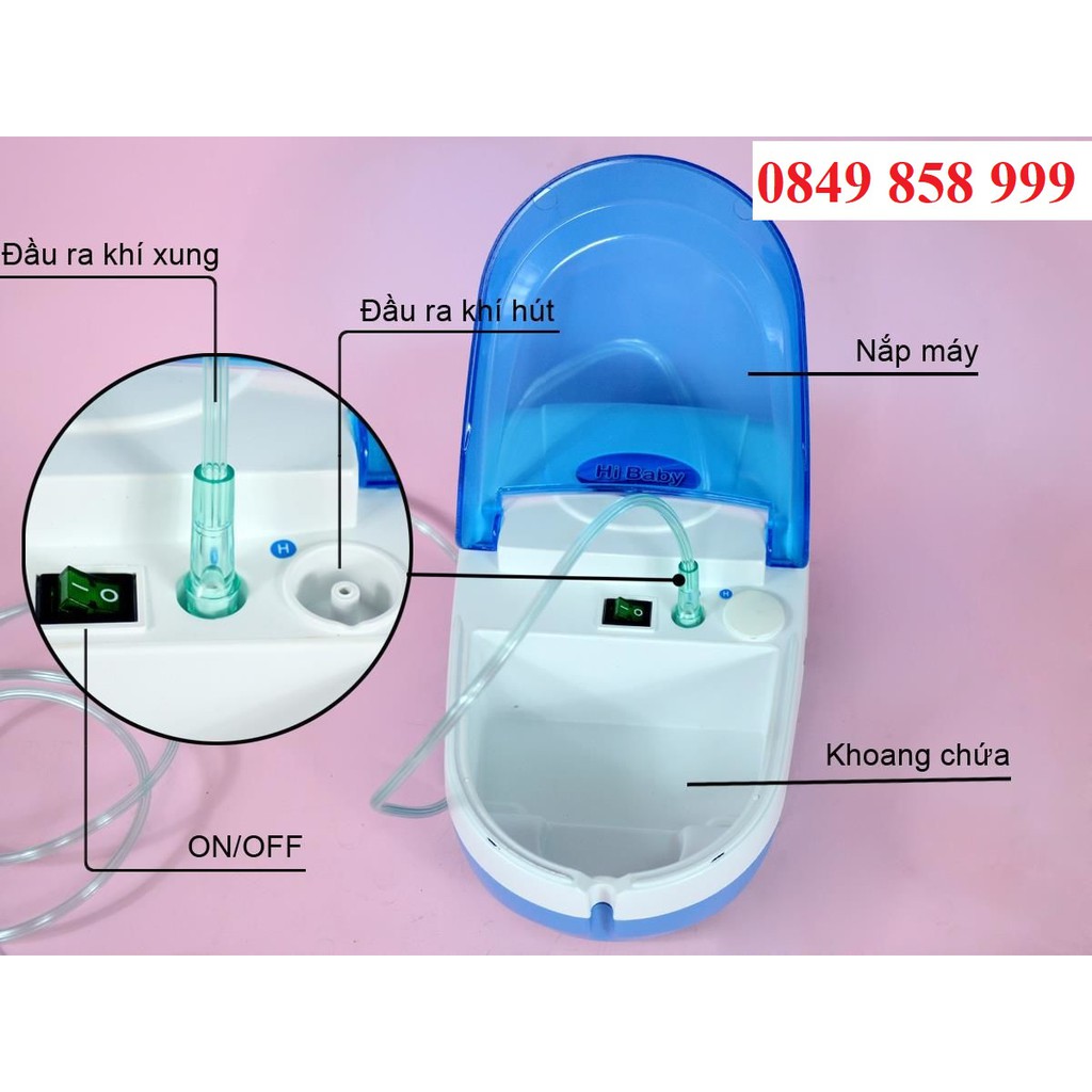 MÁY XÔNG HÚT MŨI HỌNG 2 in 1 Hi Baby Hàng Chính hãng công Ty ( BẢO HÀNH 8 Năm)