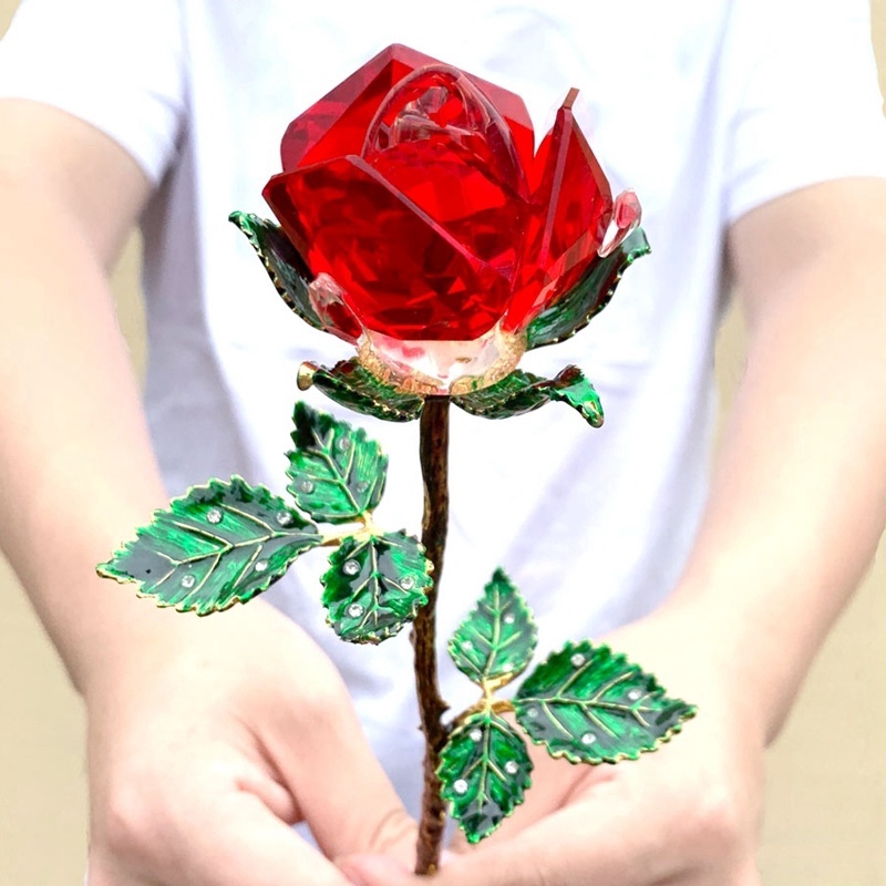 1 Pha Lê Thủy Tinh Hoa Hồng Hoa Các Bức Tượng Thủ Công Cưới Ngày Lễ Tình Nhân Ủng Hộ Trang Trí Bàn Đồ Trang Trí Đóng Hộp