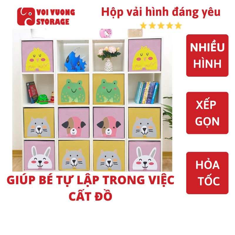 Hộp vải đựng đồ chơi đồ dùng trẻ em thương hiệu VOI VUONG Love Fun