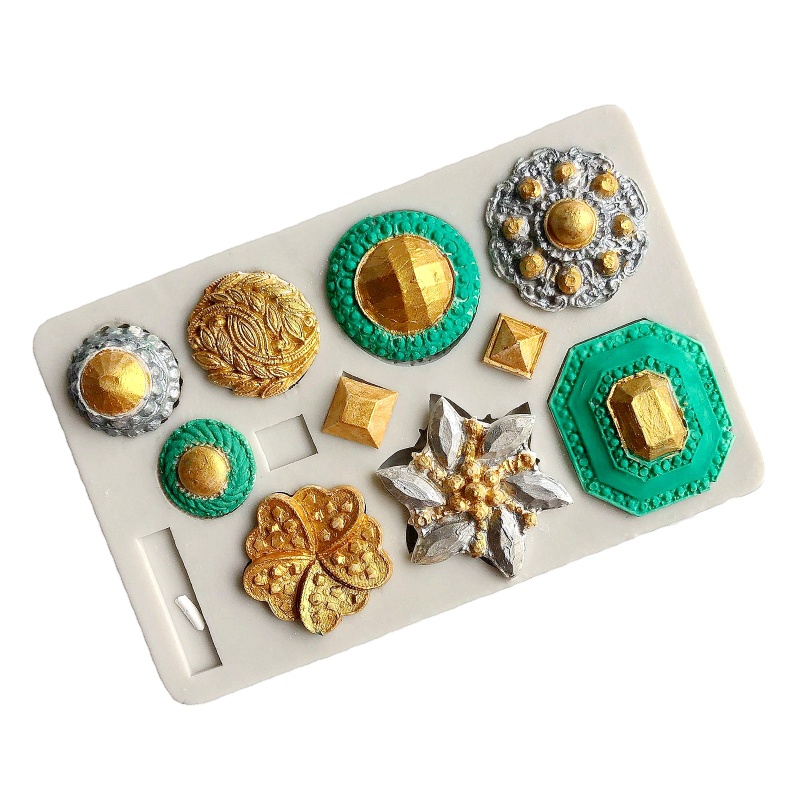 Khuôn Silicone Tạo Hình Làm Bánh Trung Thu Hình Trang Sức Đá Quý 3D