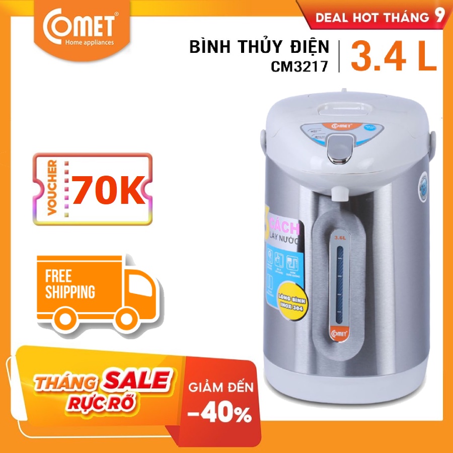 Bình thủy điện thép không gỉ 3.4L Comet CM3217