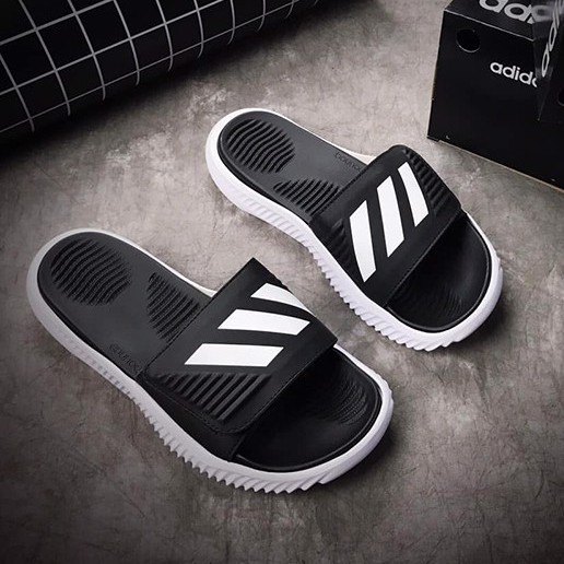 nước nam Dép Alphabounce quai ngang nam 3 sọc màu đen trắng chất xịn 1-1, đế dày nhẹ Tặng hộp