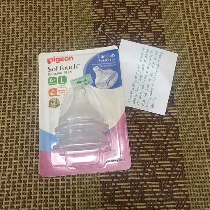 Núm vú cổ rộng silicone siêu mềm Plus Pigeon 2 Cái/Vỉ