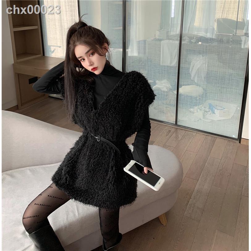 ☫Áo Khoác Len Lông Cừu Không Tay Dáng Dài Qua Gối Cổ Chữ V Thời Trang Thu Đông Cho Nữ 14 Ngày
