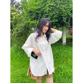 Áo sơmi trắng trơn đuôi tôm