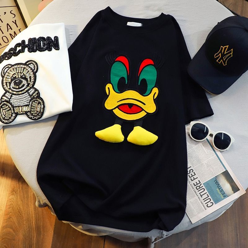 Áo Thun Dáng Rộng Tay Ngắn In Họa Tiết Gấu Hoạt Hình Phong Cách Hàn Quốc Thời Trang Xuân Hè Hàng Mới Dành Cho Trẻ Em 2022