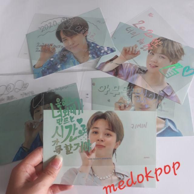 Set 2 tấm greeting hologram hình BTS 2020  + hình thật