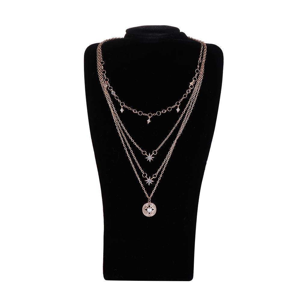 Vòng cổ Nhiều Lớp Thời Trang|Đồng Xu Hình Trăng Sao Phong Cách Boho