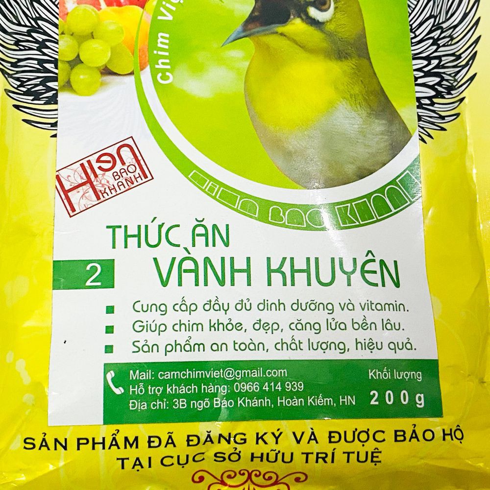 Cám chim khuyên Hiển Bảo Khánh số 2 cao cấp 200gram - Cám khuyên Hiển Bảo Khánh số 2 giá rẻ