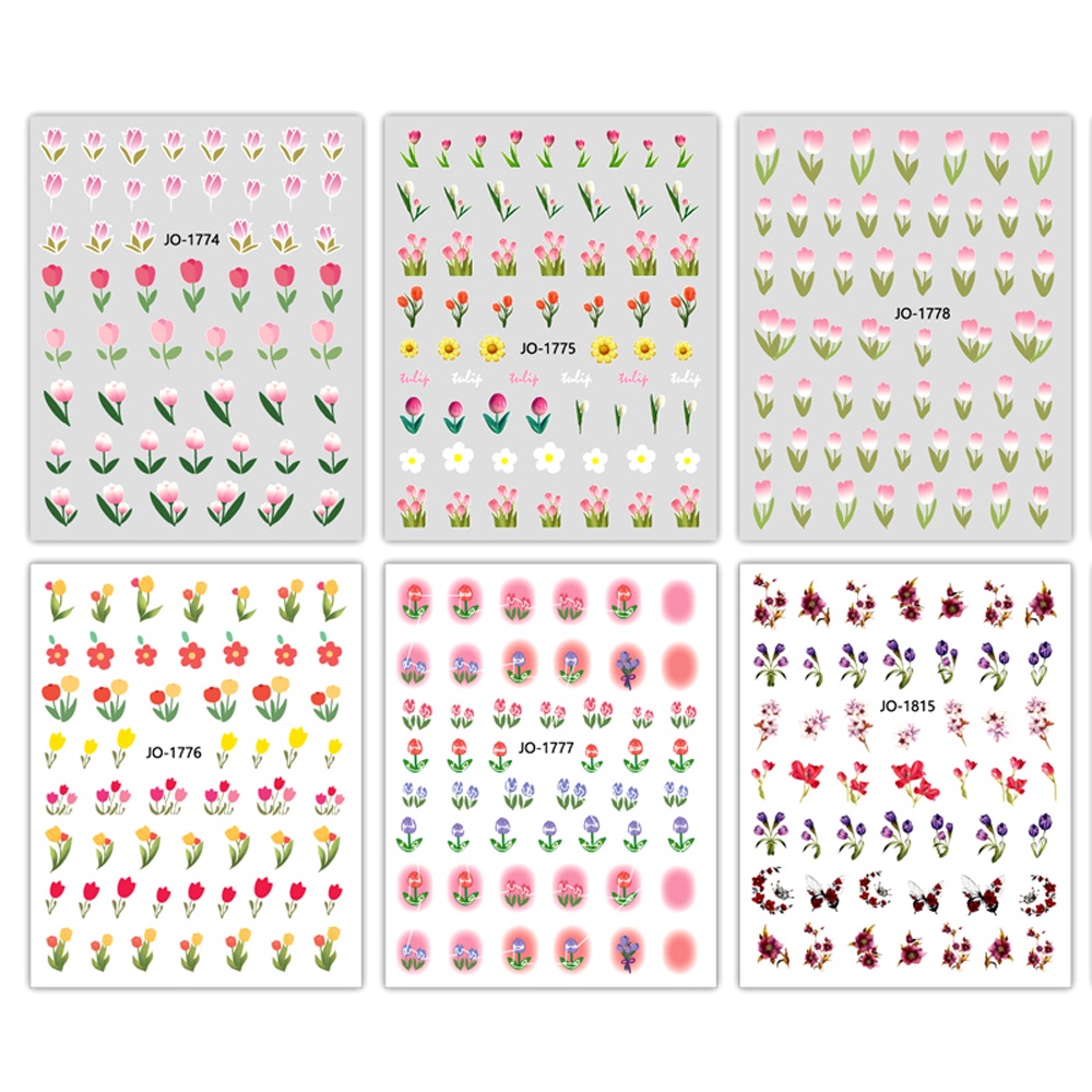 Hình Dán Trang Trí Móng Tay Họa Tiết Hoa Lá 3D Màu Hồng Xinh Xắn Thời Trang DIY