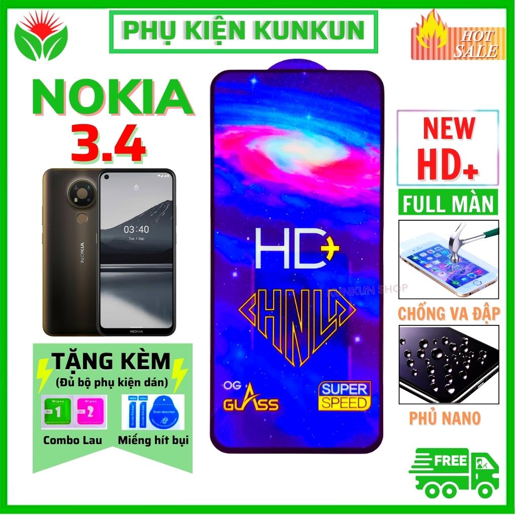 Kính Cường Lực Nokia 3.4 - Dán Full màn hình HD+ Độ trong suốt cực cao - Chống bám vân tay tốt cho điện thoại