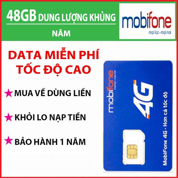 Sim Mobifone 1 Năm Dung Lượng Data Khủng Sài Không Giới Hạn Max Băng Thông Đủ 12Tháng