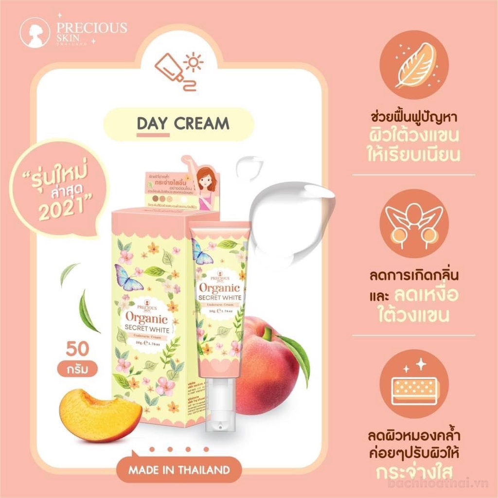 Kem bôi chữā ṫhâm ņách dưỡng trắŉg Organic Secret White underarm cream Thái Lan