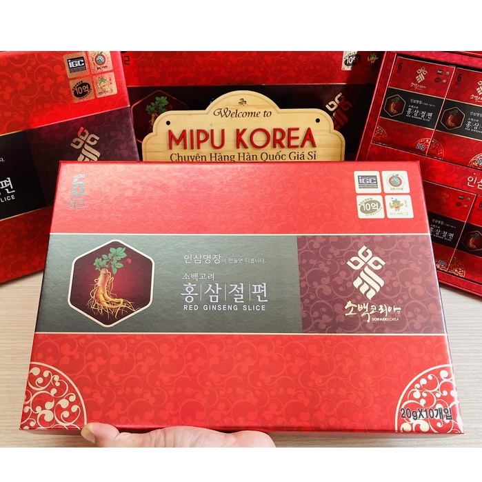Hồng Sâm Lát Tẩm Mật Ong SOBAEK Hàn Quốc hộp giấy 200g