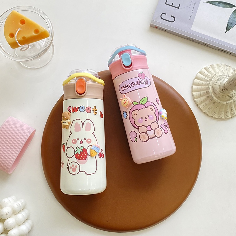 Bình Nước Giữ Nhiệt 550ML Kèm Ống Hút Tiện Lợi Dành Cho Bé